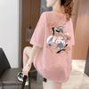 Camiseta de Manga Curta Damasco para Mulheres 2025 Nova Tendência Laço Solto Estilo Coreano Meia-Manga Verão Doce Versátil Top