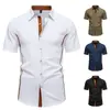 Amazon 2025 Nueva Moda de Verano para Hombre Camisa de Manga Corta de Contraste Chaqueta Cardigan Suelta Casual para Hombre