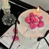 Día de San Valentín Vela Blanca con Lazo Decoración de Pastel Rojo de Amor Lazo Negro de Cinta Amor de Pareja