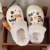 Sapatos de Algodão Quentes e Grossos com Solado Grosso para Mulheres no Inverno, Formato de Cachorro de Pelúcia, para Uso Interno e Externo, Fofos, Modernos e Confortáveis
