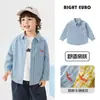 Camisa Masculina Estilo Europeu Direita Outono Casual Top 2026 Nova Primavera e Outono Roupa Infantil Camisa para Crianças Bebês Crianças Pequenas Tendência