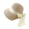 Chapéu de Palha Elegante com Laço de Fita Estilo Francês para Mulheres, Proteção Solar de Verão, Emagrecimento Facial, Chapéu de Sol para Férias na Praia