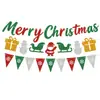 Novas Bandeiras Triangulares de Papel com Glitter para Festival de Natal Banners com Letras Bandeiras de Puxar Flores de Puxar Suprimentos para Decoração de Festa Fabricante de Layout
