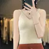 Camisola corta sin costuras de una sola línea para mujer, delicada y agradable para la piel, adelgazante y elegante, se puede usar sola o como capa interior, top sin mangas de punto de doble uso