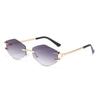 Gafas de sol hexagonales de metal sin montura con corte de moda, montura de garra de demonio, gafas de sol, gafas de sol, gafas de sol