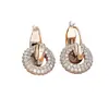 Brincos de Metal com Zircônia Estilo Minimalista Europeu e Americano Design de Nicho Ear Cuffs de Duas Vias Moda Personalidade Brincos Simples para Mulheres
