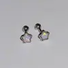 Brincos de Aço Titânio Estrela Pequena Multicoloridos de Opala Natural, Brincos Cocleares de Alta Qualidade e Versáteis, Brincos de Aço Titânio, Versátil