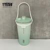 TYESO Taishuo nueva taza de café de acero inoxidable, vaso con pajilla para coche con aislamiento de hielo, botella de agua de gran capacidad al vacío