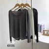 Ropa con protección solar de manga larga y cuello en V para mujer, estilo perezoso, ropa de baile, yoga, holgada, casual, ropa de práctica, blusa transparente para mujer