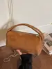 Bolso de Almohada de Felpa Suede de Color Liso Texturizado Nuevo Bolso de Mano para Mujer Versátil Bolso de Hombro Retro Bolso Cruzado de Nicho Moderno