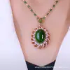 Collar de jade de imitación de ágata de nuevo estilo para mujer con colgante de gota de agua y cadena de bambú para la clavícula, accesorio para la ropa, regalo para la suegra