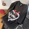 Camiseta de Manga Tres Cuartos Estampada de Moda Cuello Redondo Marca de Moda Juvenil Popular para Hombre Holgada Verano de Moda Hombre