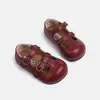 Zapatos de piel para niña, zapatos de princesa, zapatos de vestir para niños, zapatos Mary Jane de primavera y otoño para niñas pequeñas, zapatos rojos de suela blanda para bebé