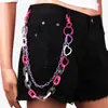 Cadena Doble Capa de Acrílico Flor de Cadena Accesorios Resina Hip Hop Cadena para Pantalones de Mezclilla Cadena de Cintura Decorativa para Hombres y Mujeres Cadena de Falda de Metal