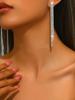 Pendientes largos con borlas de cristal, elegantes, estilo coreano, con cadena de garra sencilla, para mujer