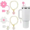 (2+2) Cubierta de Popote de Flor para Accesorios de Taza Stanley 10 mm Silicona Reutilizable