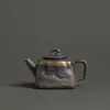 Tetera de Ocio con Esmalte de Hierro Dorado, Tetera de Cerámica de Arcilla Vieja Cocida Vintage para Una Persona, Tetera Kung Fu Individual Hecha a Mano