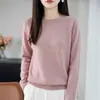 Suéter de Tricô Feminino 2026 Coleção Outono/Inverno Nova, Peça Premium, Gola Redonda com Borda Enrolada, Manga Longa, Vazado, Cor Sólida, Blusa de Base