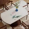 Tapete de mesa redondo dobrável estilo chinês, tapete de mesa oval, toalha de mesa de couro à prova d'água e de óleo para mesa de jantar da sala de estar, personalizável