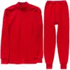 Pantalones de punto para hombre con cuello medio tipo "dad sweater" para personas de mediana edad y mayores, año de nacimiento, holgados, color rojo grande, ropa de otoño, pantalones largos