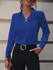 Camisa Versátil Simple para Mujer Estilo Europeo y Americano Camisa de Longitud Media para Viajes Cotidianos Color Sólido Manga Larga Blanco Negro