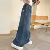 Pantalones vaqueros para niña, nueva colección primavera/otoño 2026, estilo casual y corte holgado, pantalones de pierna recta y ancha para otoño, con bordado en forma de corazón en los bolsillos traseros