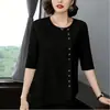 Feminino Retrô Novo Casual Pulôver Algodão Linho Amazon Solto Tecido T-shirt Outono Tamanho Plus