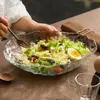 ARDACAM - Plato de fruta de vidrio importado de Turquía, plato de ensalada, vajilla para el hogar, plato ovalado irregular transparente