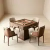 Mesa de mahjong estilo vintage, mesa de jantar de dupla finalidade, móvel de prateleira flutuante multifuncional totalmente automático para uso doméstico, mesa elétrica para xadrez e cartas