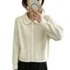 Suéter cardigan de punto suave y esponjoso con cuello de mapache para mujer, nueva colección otoño/invierno 2026, corte holgado, suéter de punto liso, prenda exterior