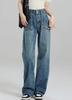 Jeans Anchos de Bolsillo Deshilachados de Moda Otoño 2026 Diseño de Cintura Alta Versátiles Sueltos Pantalones Rectos