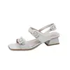 Zapatos con Hebilla Comercio Exterior 43 Retro Gruesos Verano 202333 Sandalias de Tacón Medio Sandalias Zapatos Anchos con Boca de Pez albarico Super Fibra