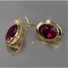 Wish Transfronterizo Más Vendido Nueva Moda Simple Rojo Piedra Preciosa Ovalada Corte Pendiente Largo de Clip Aretes de Exportación