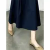 Falda Azul Marino de Línea A para Mujer al por Mayor del Fabricante, En Stock, Estilo Nuevo, de Cintura Alta, que Cubre la Cadera, Fluida, de Longitud Media, Estilo Paraguas