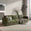 Sofá de tela chenilla, sofá minimalista nórdico para sala de estar de apartamento pequeño, sofá de línea recta estilo wabi-sabi de diseñador para casa de huéspedes