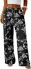 2026 Pantalones de Verano Sueltos para Mujer Amazon Transfronterizos con Cordón Cintura Elástica Pantalones Casuales Sueltos con Trabilla para Cinturón