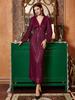 Novo Vestido de Noite Europeu e Americano Transfronteiriço de Cor Sólida com Decote em V, Paetês Elegante, Ajustado, para Banquete de Verão e Coquetel