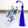 Marcador de vena de hoja, pintura tradicional china, porcelana azul y blanca, marcador creativo de vena de hoja real, estilo chino, porcelana azul y blanca, artesanía