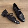 Versión de piel de oveja ~ zapatos retro Mary Jane de tacón grueso para mujer con camelia, mocasines británicos puntiagudos, zapatos de cuero pequeños