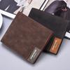 E-commerce transfronterizo para hombre billetera corta retro europea y americana cuero suave billetera esmerilada patrón de lona billetera para licencia de conducir a la moda