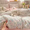 2026 Nuevo Modelo Juego de Cama Estampado de Gasa de Doble Capa tipo Nube de Cuatro Piezas, Funda Nórdica, Juego de Sábanas de Tres Piezas