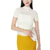 Blusa plissada com design único para mulheres, novo estilo de verão, plissados irregulares feitos à mão, camiseta elegante de manga curta, estilo fino para mulheres