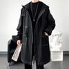 Rompevientos Casual de Largo Medio Otoño 2021 Color Puro Talla Grande Holgado Rompevientos para Hombre Abrigo de Largo Medio Chaqueta con Costuras Superpuestas para Hombre