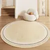 Alfombra de Cristal Decorativa Estilo Crema de Terciopelo, Absorbente de Agua, Resistente a Manchas, Felpudo Antideslizante, Alfombra Redonda para Sala de Estar del Hogar, Felpudo para Pies de Sofá