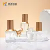 Frasco de Vidro Cilíndrico Curto Personalizável de 30ml para Base Líquida Cosmética Loção Isolante com Bomba Frasco de Perfume com Bico Spray Substituível