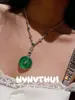 Joyas: Collar Colgante Buda de Crin de Caballo y Ágata Calcedonia Verde, Estilo Chino Comparable al Jade, Conjunto de Pulseras de Diamante Brillante con Forma de Calabaza