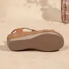 Sandalias Transpirables Ligeras con Tira Elástica Cosida para Mujer, Suela Gruesa Marrón 2026 Elegantes Sandalias de Cuña Casuales de Verano para Mujer