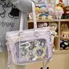 Bolso de Hombro Transparente Lindo con Adorno de Encaje para Niña, Bolso Cruzado Grande de Capacidad para Estudiante, Bolso Ita para Convención de Anime