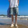 Pantalones cortos de verano de estilo americano para hombre, marca de moda, diseño fino, estilo nicho, holgados, tallas grandes, deportivos e informales.