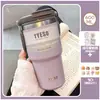Taza de café de acero inoxidable, taza térmica, taza grande con popote, vaso de agua de aspecto elegante para niñas, vaso para hielo que mantiene el frío para hombres